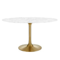 Lippa 54" Oval Faux Marble Dining Table - Gold White
