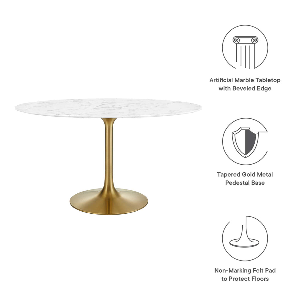Lippa 54" Oval Faux Marble Dining Table - Gold White