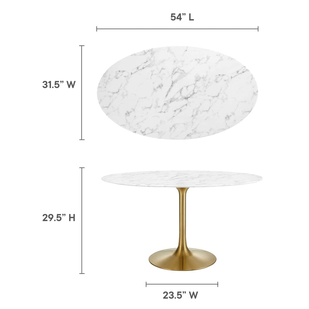 Lippa 54" Oval Faux Marble Dining Table - Gold White
