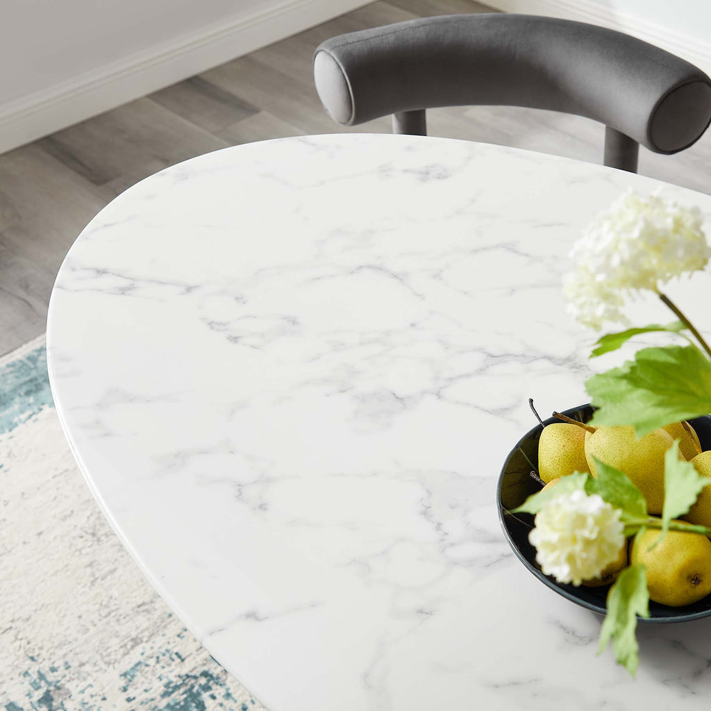 Lippa 54" Oval Faux Marble Dining Table - Gold White