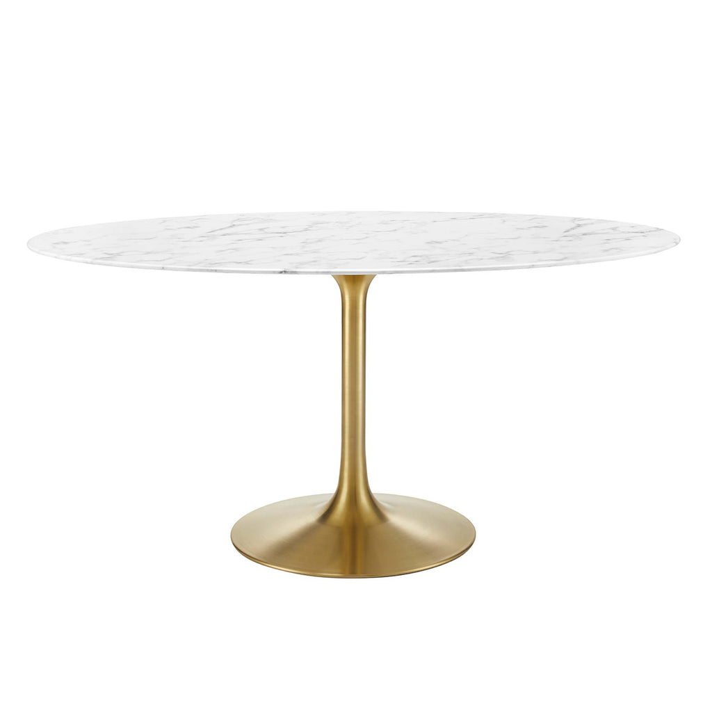 Lippa 60" Oval Faux Marble Dining Table - Gold White