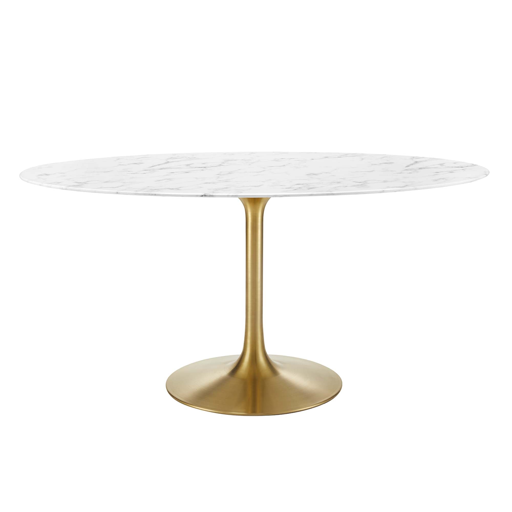 Lippa 60" Oval Faux Marble Dining Table - Gold White