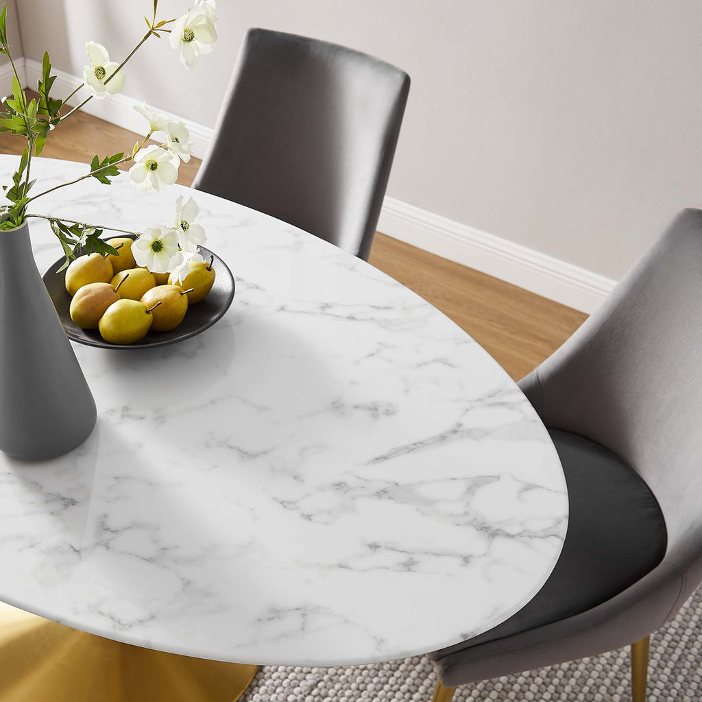 Lippa 60" Oval Faux Marble Dining Table - Gold White