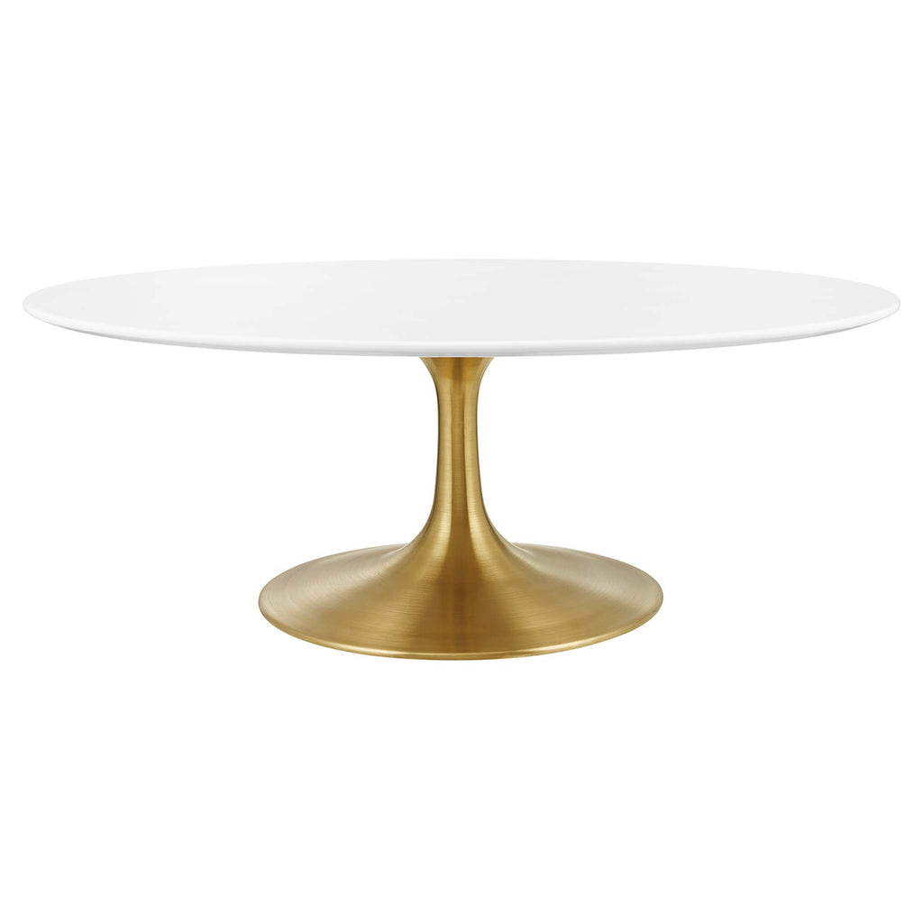 Lippa 42" Oval Wood Coffee Table - Gold White