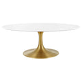 Lippa 42" Oval Wood Coffee Table - Gold White