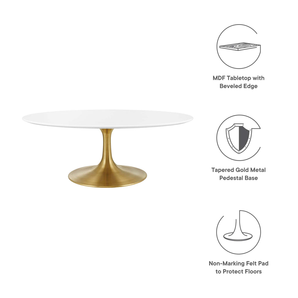 Lippa 42" Oval Wood Coffee Table - Gold White