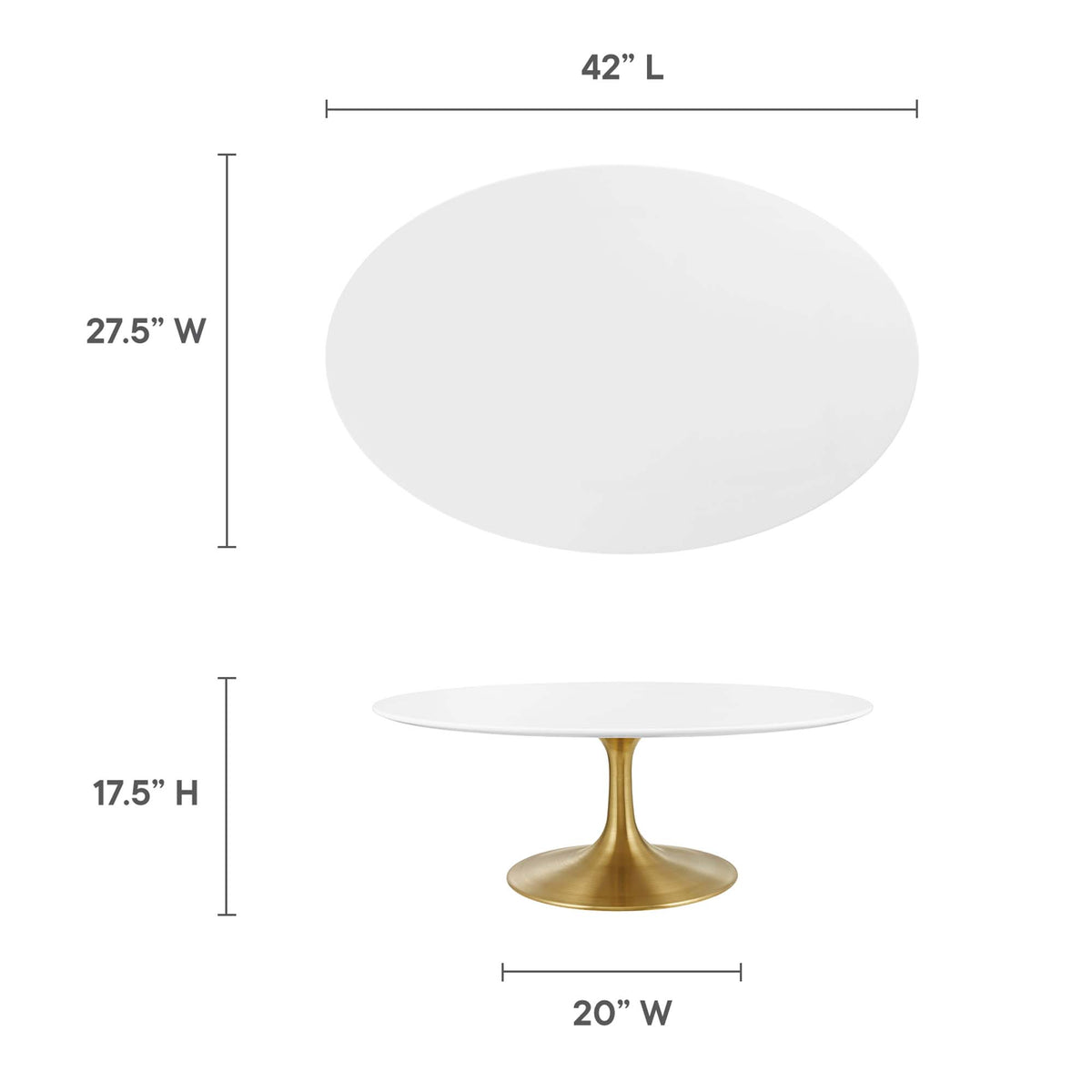 Lippa 42" Oval Wood Coffee Table - Gold White