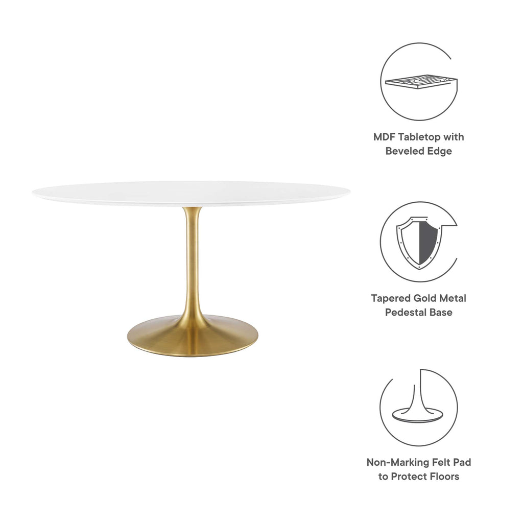 Lippa 60" Oval Wood Dining Table - Gold White
