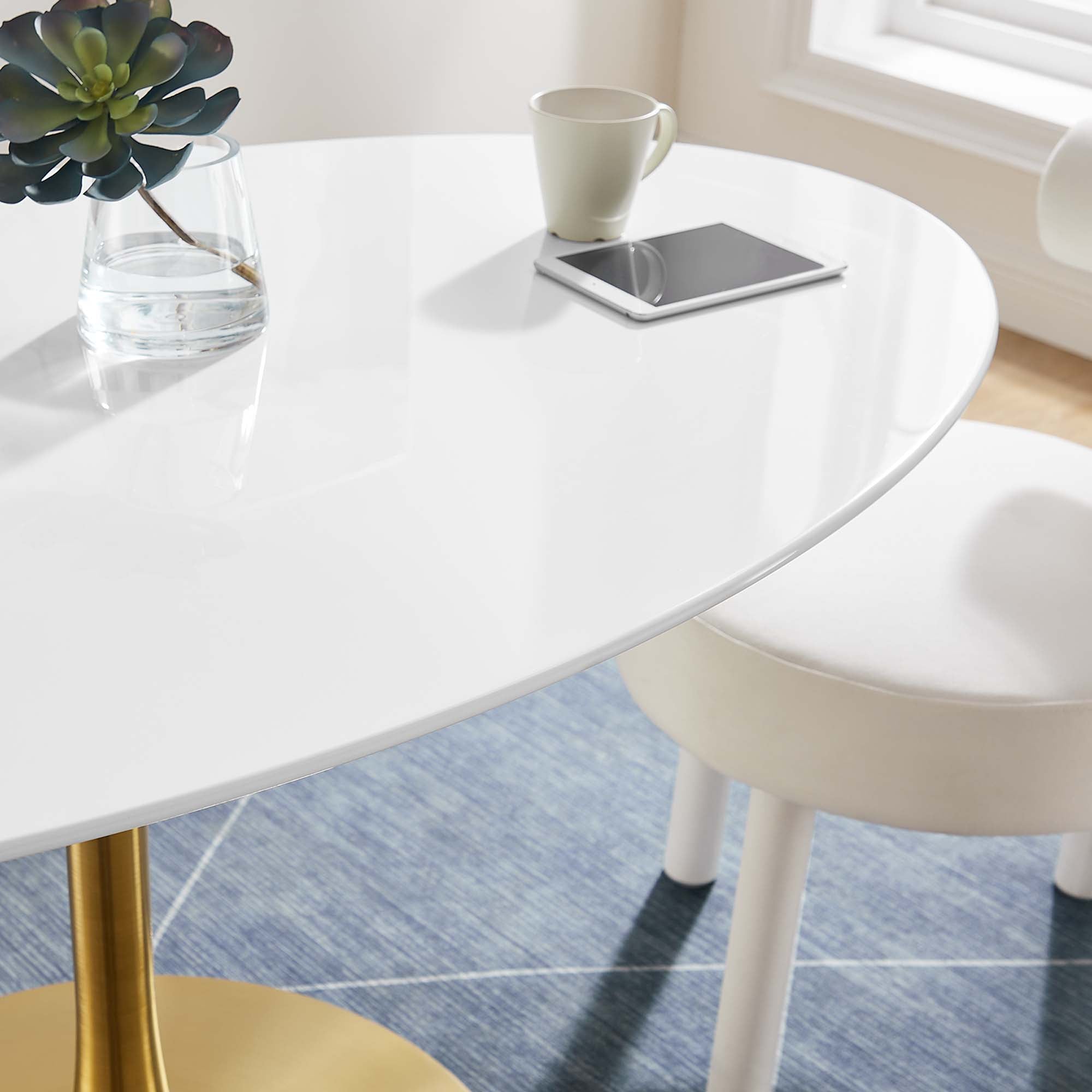 Lippa 60" Oval Wood Dining Table - Gold White