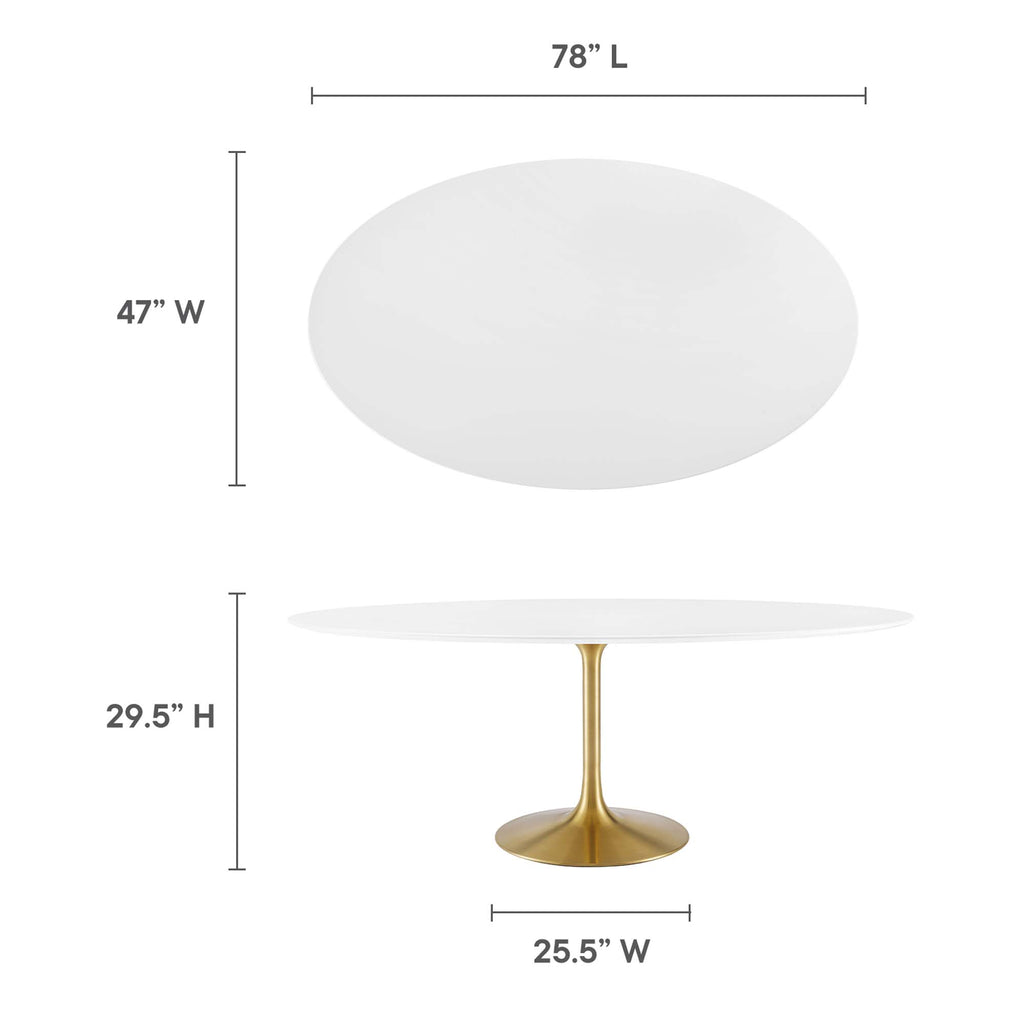 Lippa 78" Oval Wood Dining Table - Gold White