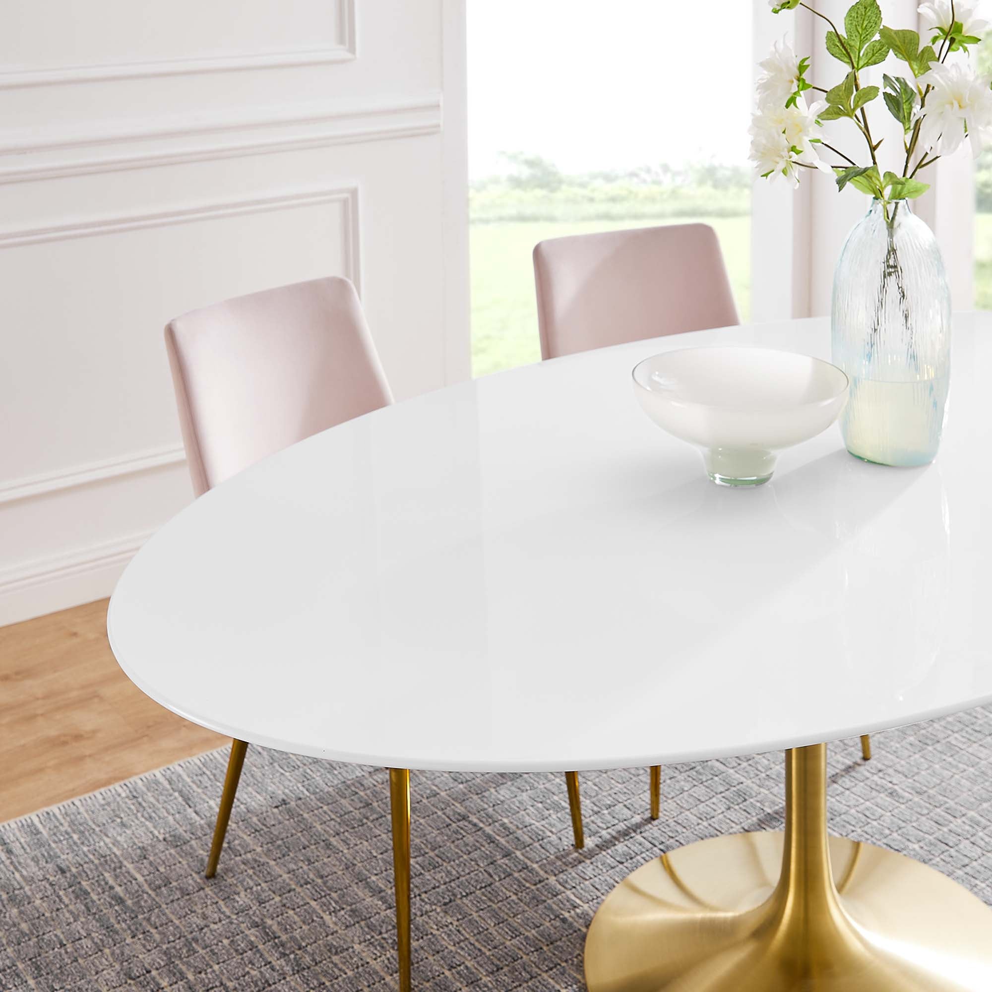Lippa 78" Oval Wood Dining Table - Gold White
