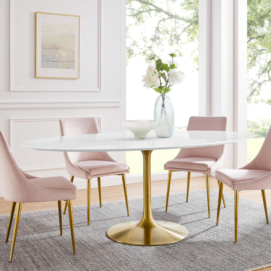 Lippa 78" Oval Wood Dining Table - Gold White