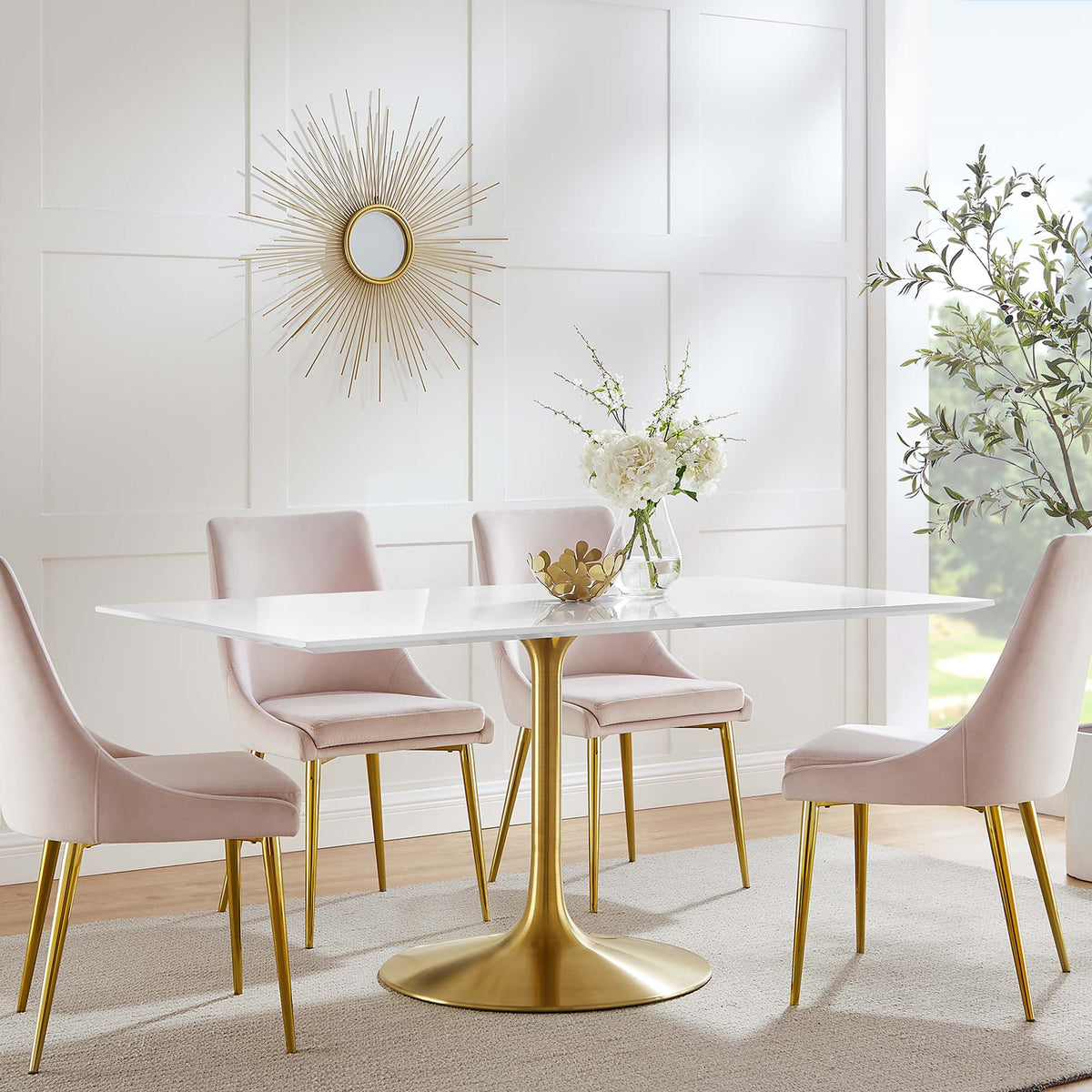 Lippa 60" Rectangular Wood Dining Table - Gold White