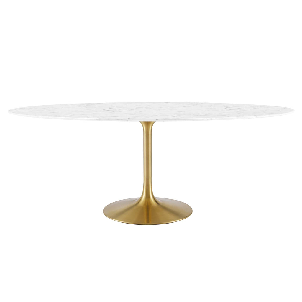 Lippa 78" Oval Faux Marble Dining Table - Gold White