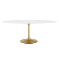 Lippa 78" Oval Faux Marble Dining Table - Gold White