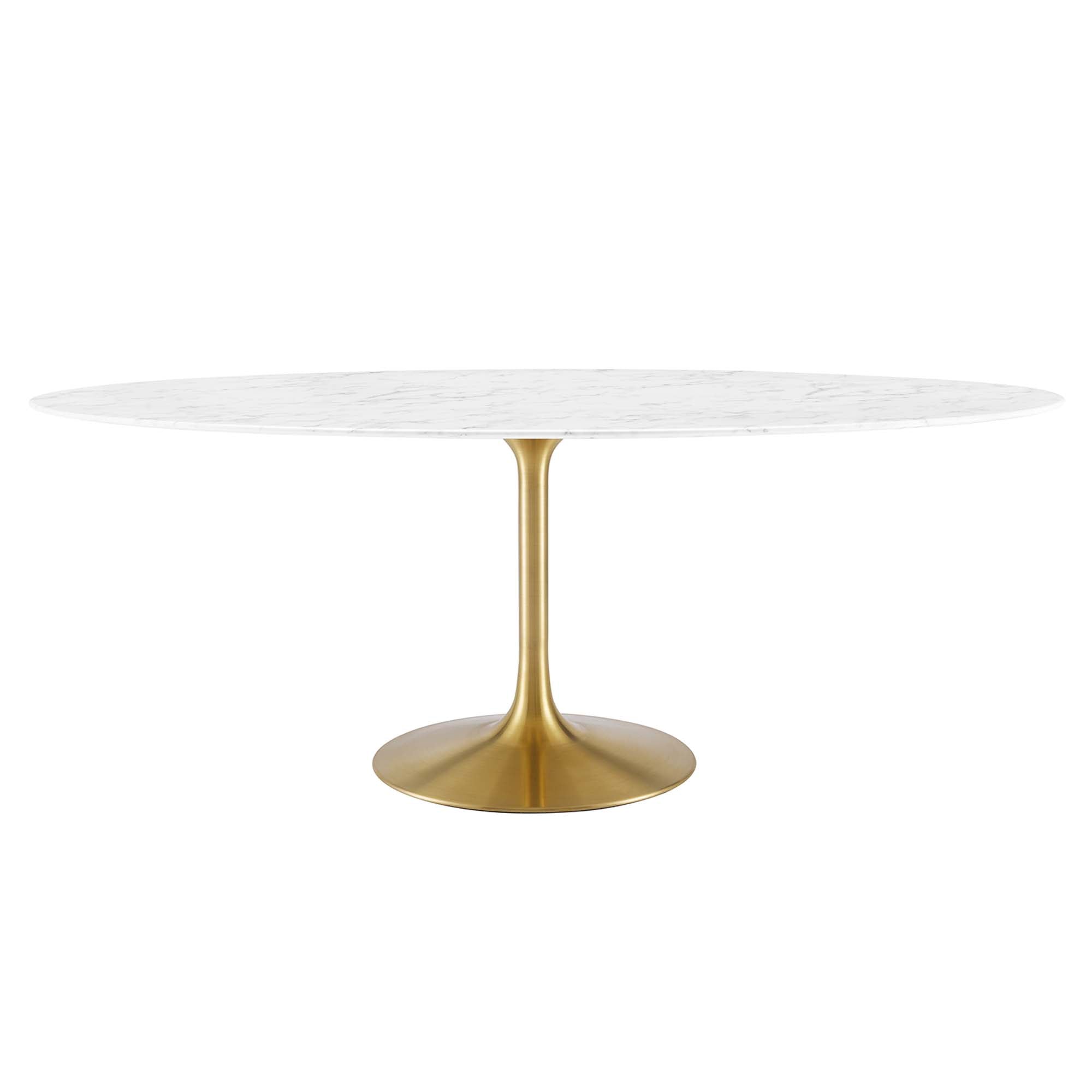 Lippa 78" Oval Faux Marble Dining Table - Gold White