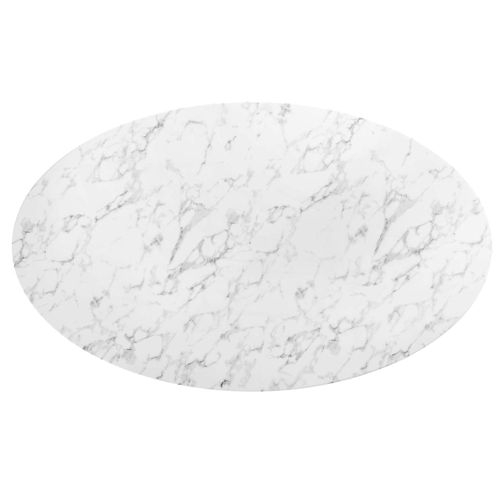 Lippa 78" Oval Faux Marble Dining Table - Gold White