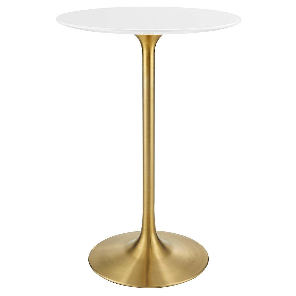 Lippa 28" Round Wood Bar Table - Gold White