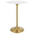 Lippa 28" Round Wood Bar Table - Gold White