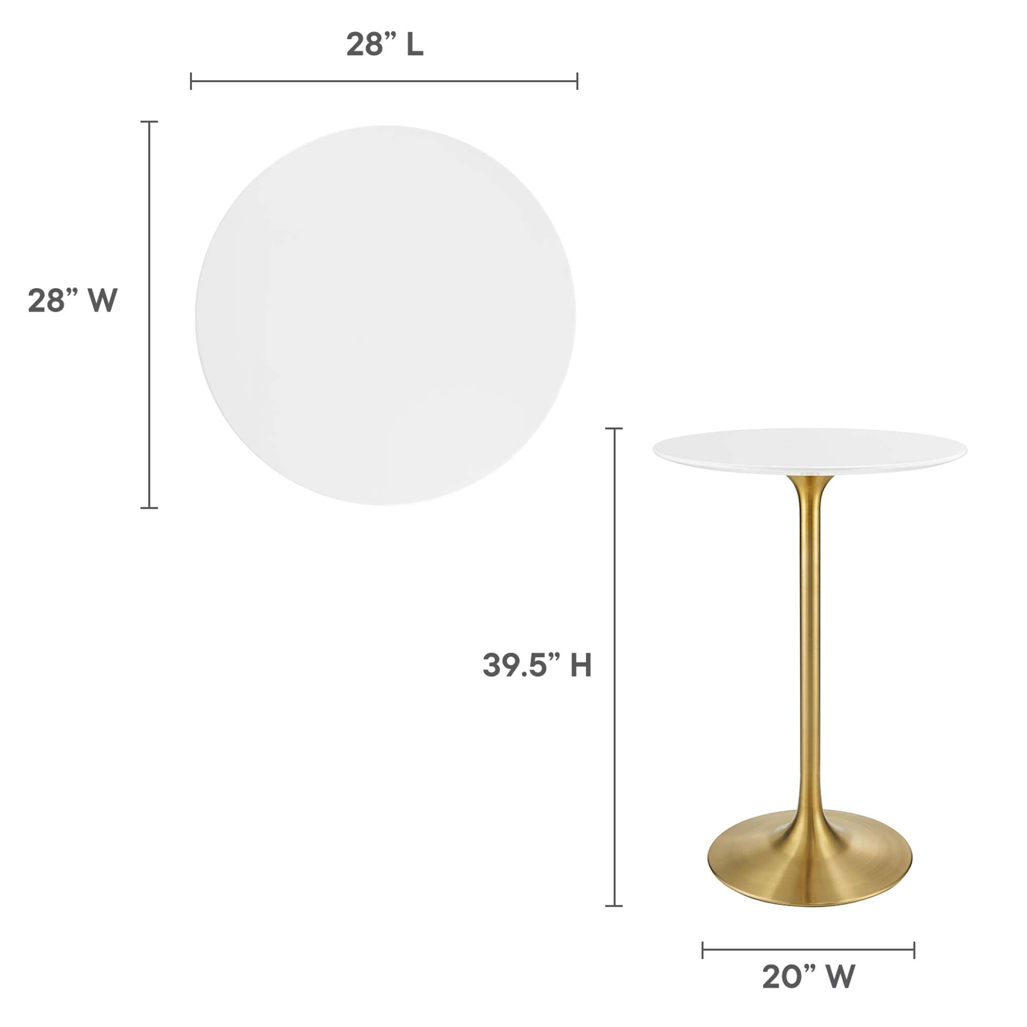 Lippa 28" Round Wood Bar Table - Gold White