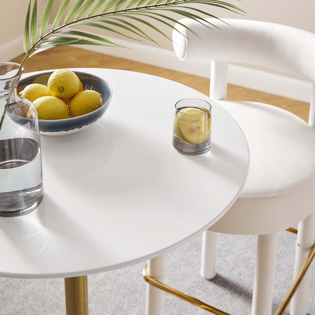 Lippa 28" Round Wood Bar Table - Gold White