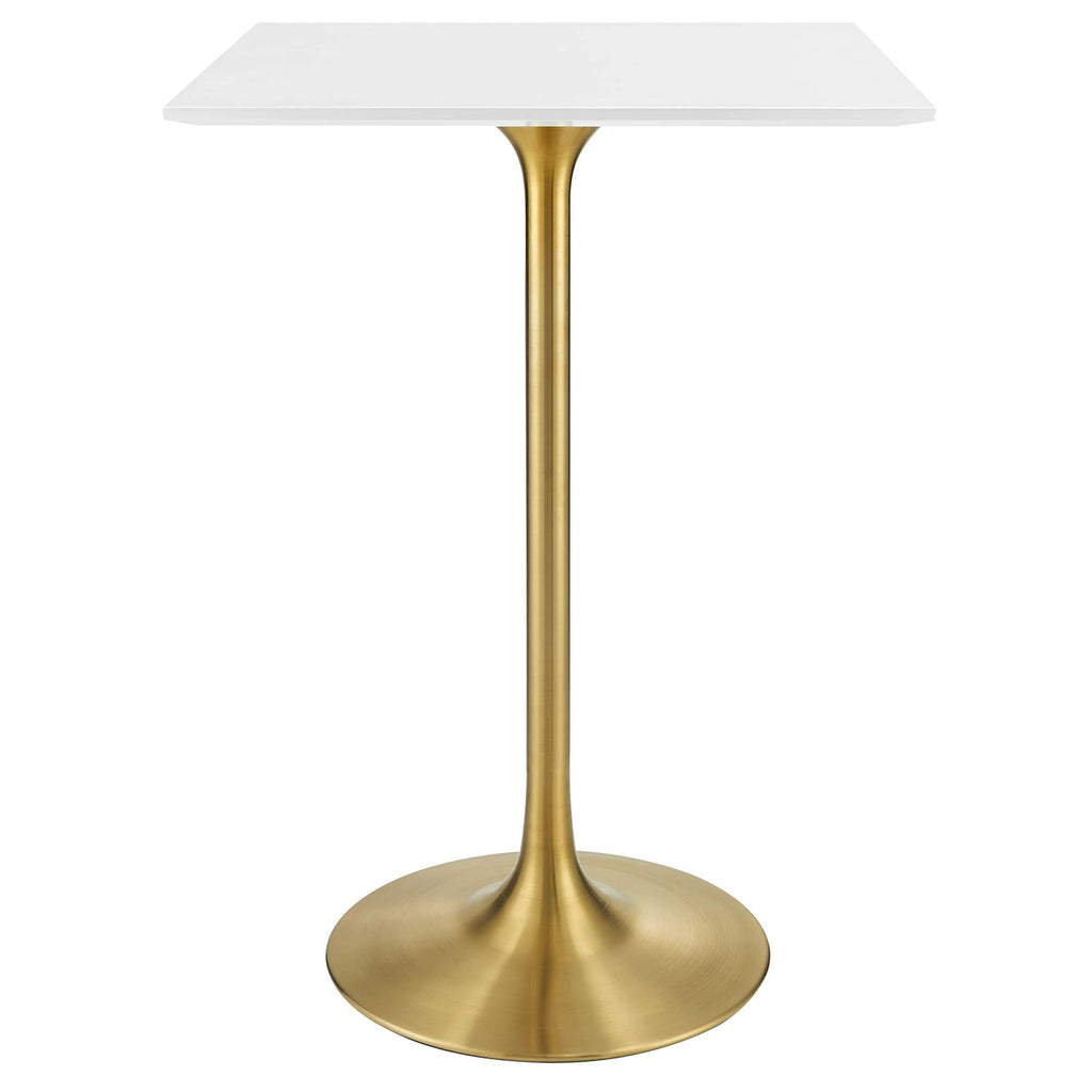 Lippa 28" Square Wood Bar Table - Gold White