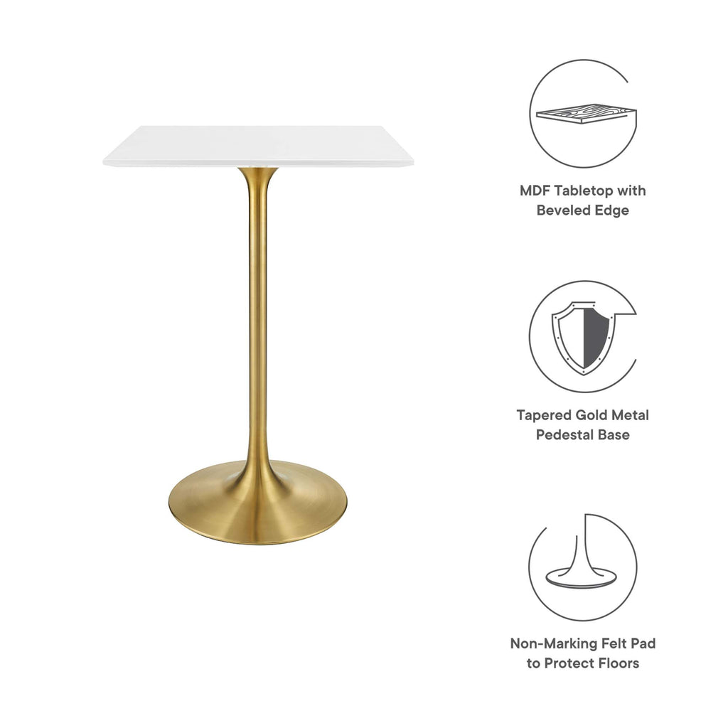 Lippa 28" Square Wood Bar Table - Gold White