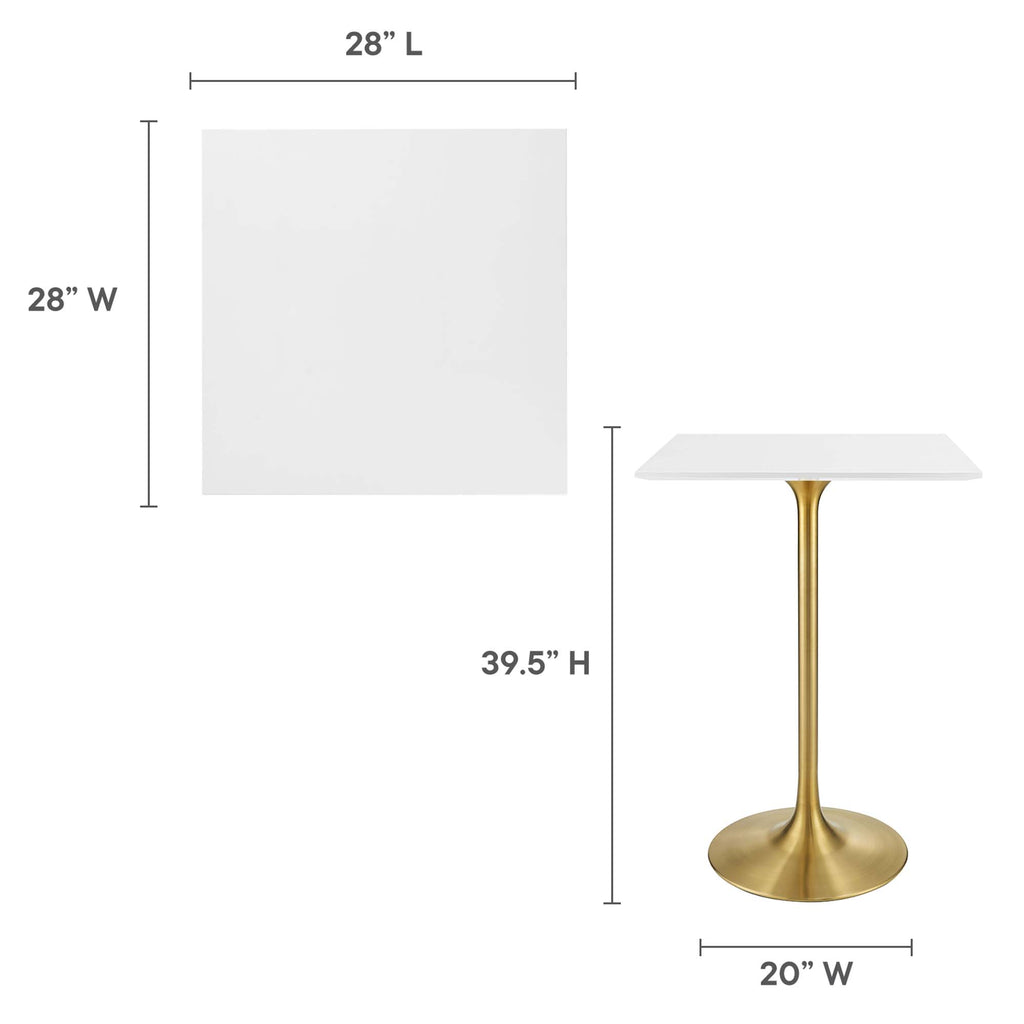 Lippa 28" Square Wood Bar Table - Gold White