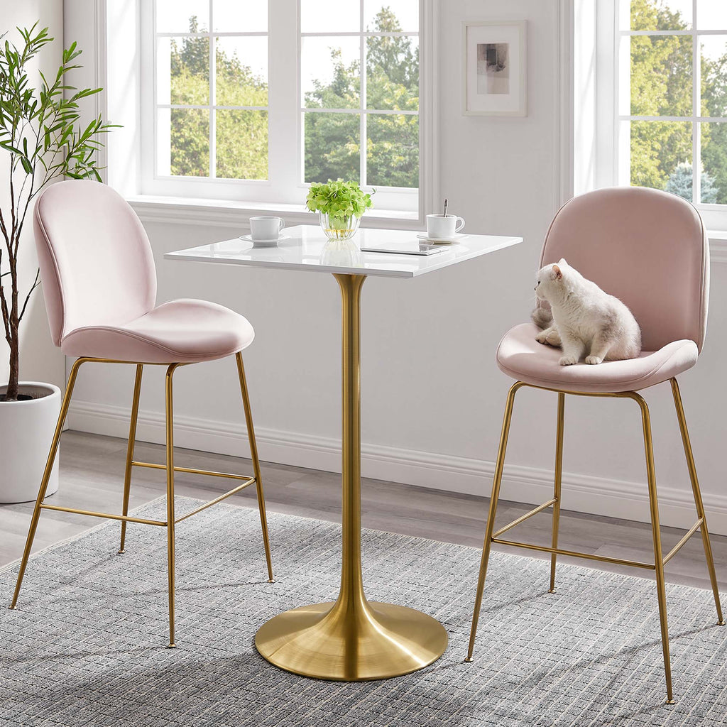 Lippa 28" Square Wood Bar Table - Gold White
