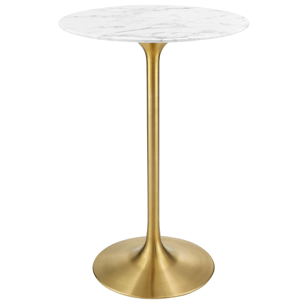 Lippa 28" Round Faux Marble Bar Table - Gold White