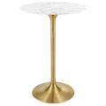 Lippa 28" Round Faux Marble Bar Table - Gold White