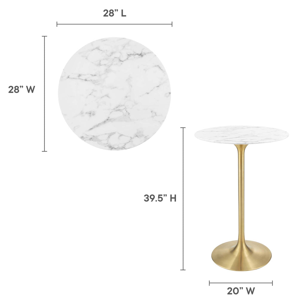 Lippa 28" Round Faux Marble Bar Table - Gold White