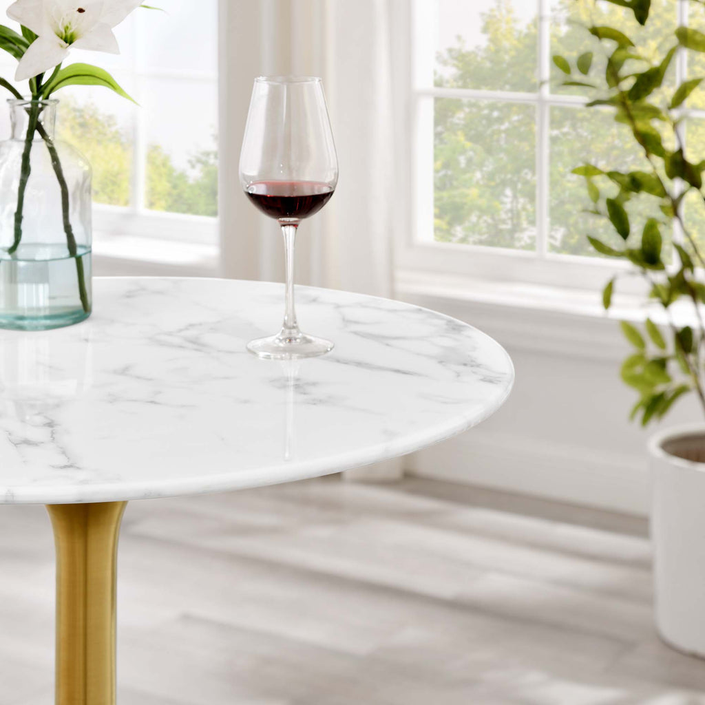 Lippa 28" Round Faux Marble Bar Table - Gold White