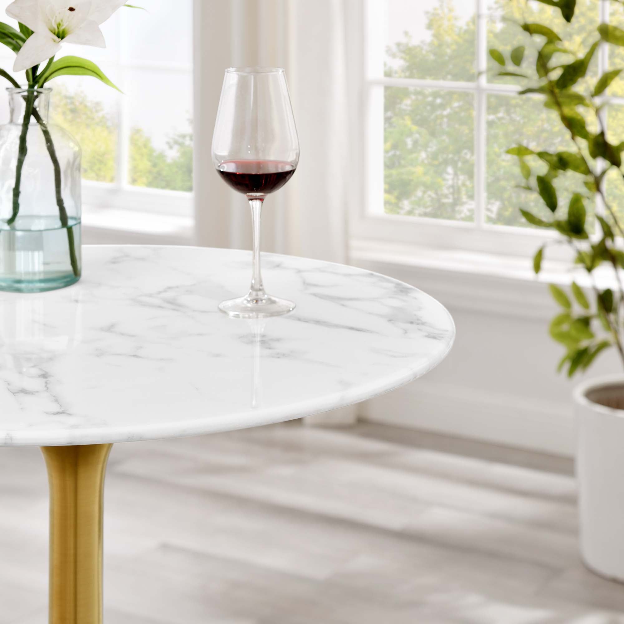 Lippa 28" Round Faux Marble Bar Table - Gold White