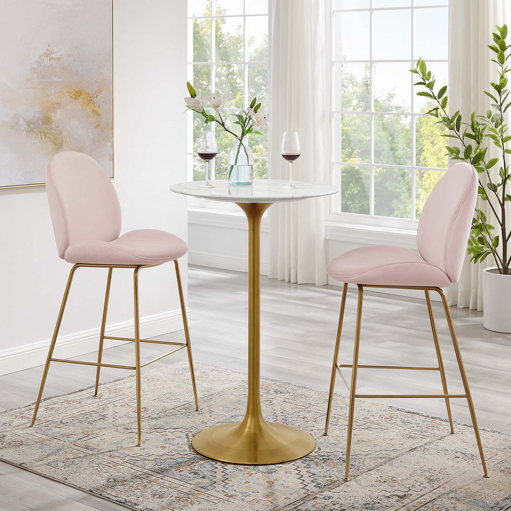 Lippa 28" Round Faux Marble Bar Table - Gold White