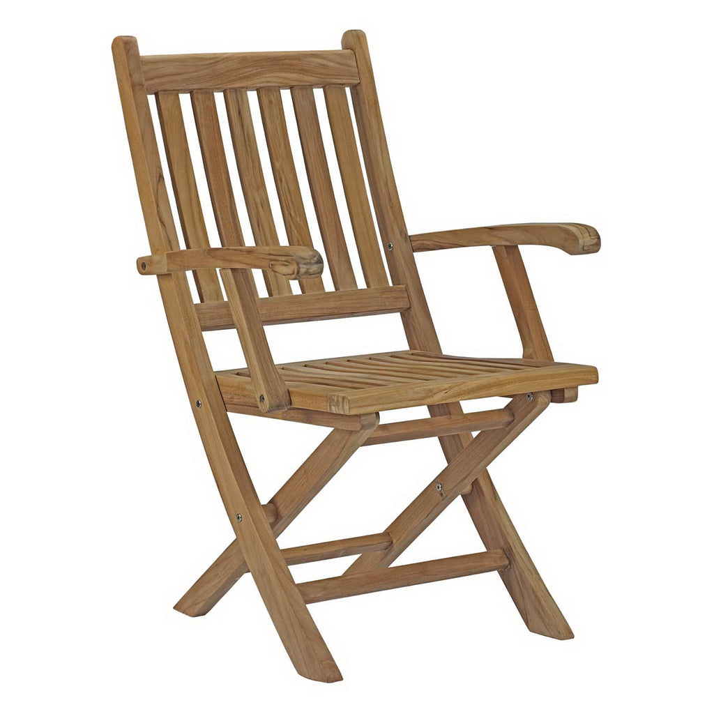 Marina 7 Piece Outdoor Patio Teak Dining Set - Natural (6 Armchairs, Table)