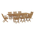 Marina 9 Piece Outdoor Patio Teak Dining Set - Natural (8 Armchairs, Table)
