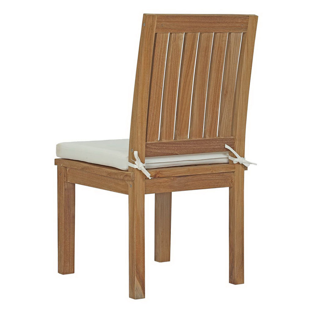 Marina 11 Piece Outdoor Patio Teak Dining Set - Natural White (10 Side Chairs, Table)