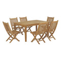 Marina 7 Piece Outdoor Patio Teak Dining Set - Natural (EEI-3290-NAT-SET)