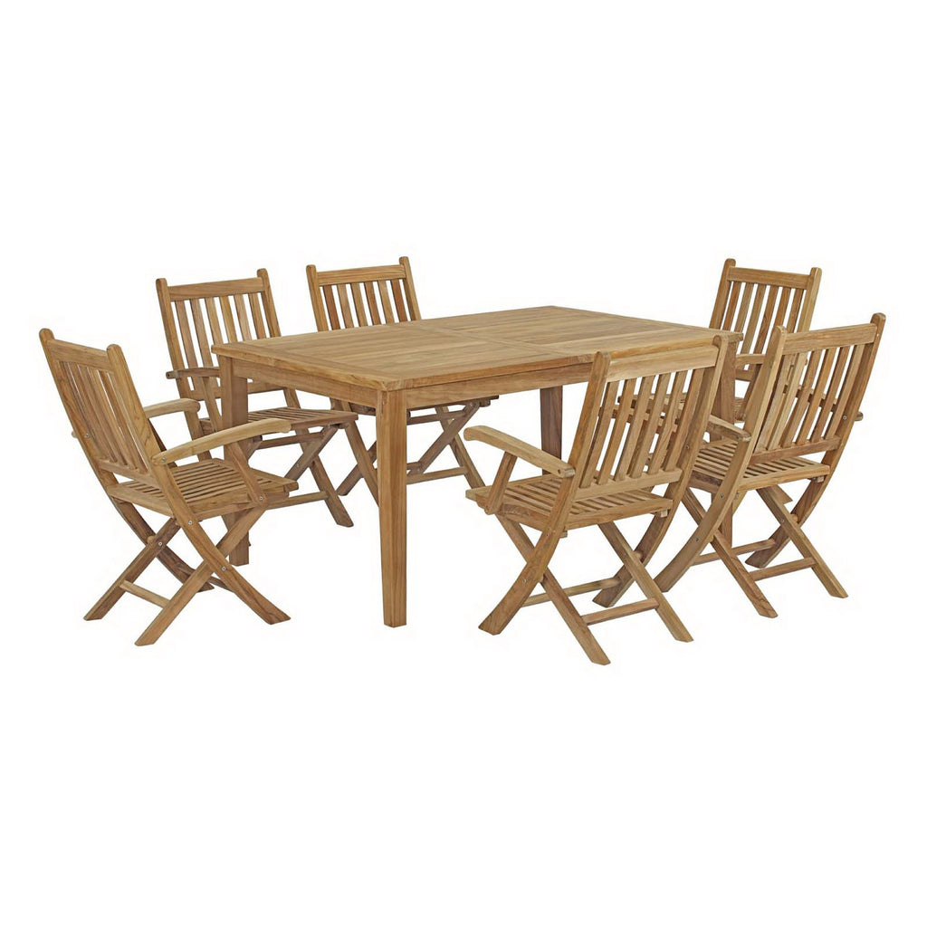 Marina 7 Piece Outdoor Patio Teak Dining Set - Natural (EEI-3291-NAT-SET)