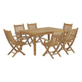 Marina 7 Piece Outdoor Patio Teak Dining Set - Natural (EEI-3291-NAT-SET)