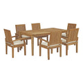 Marina 7 Piece Outdoor Patio Teak Dining Set - Natural White (EEI-3295-NAT-WHI-SET)