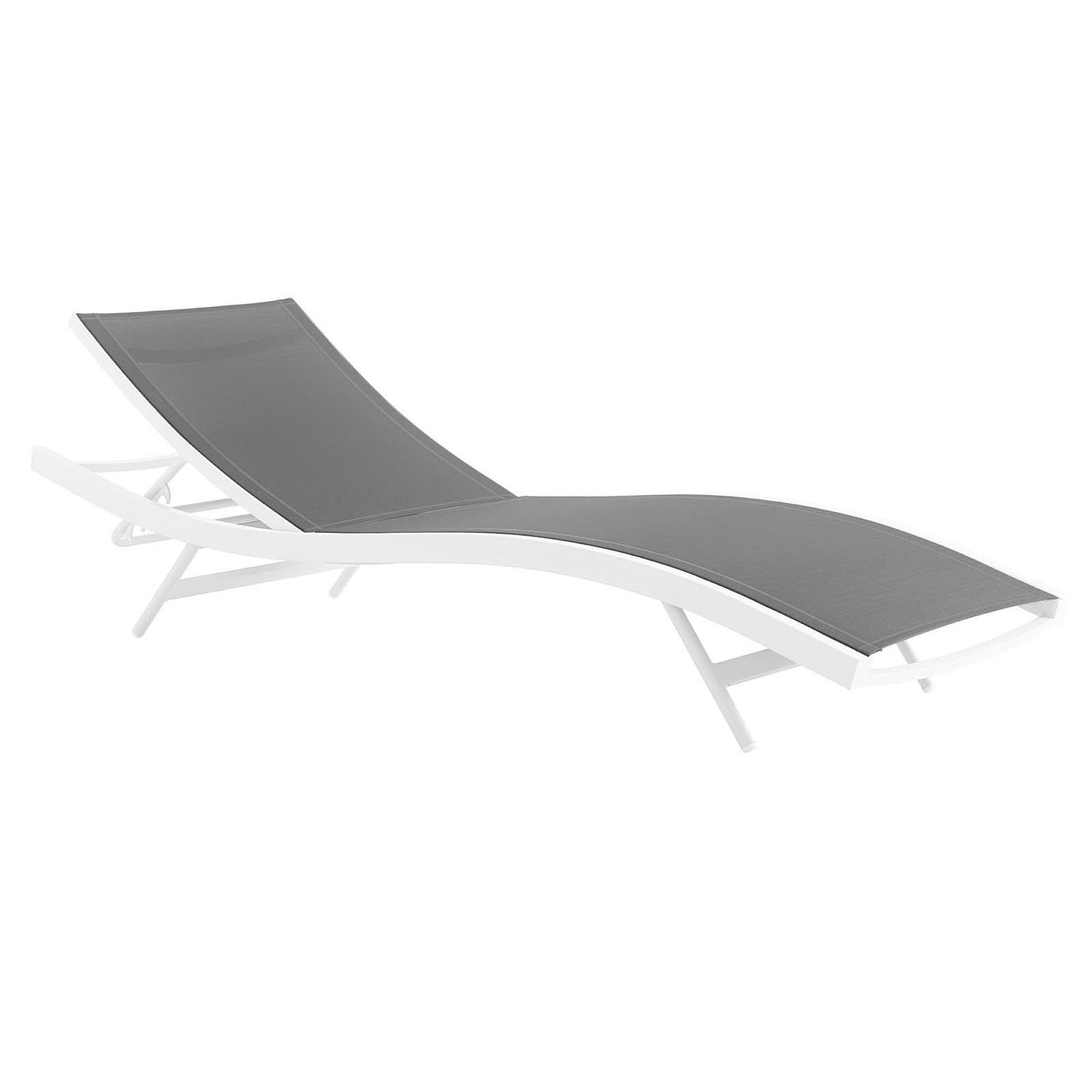 Glimpse Outdoor Patio Mesh Chaise Lounge Chair - White Gray