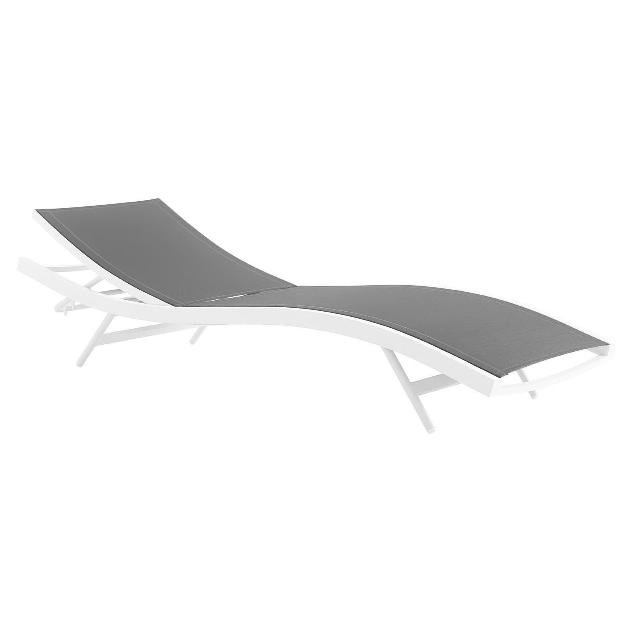 Glimpse Outdoor Patio Mesh Chaise Lounge Chair - White Gray