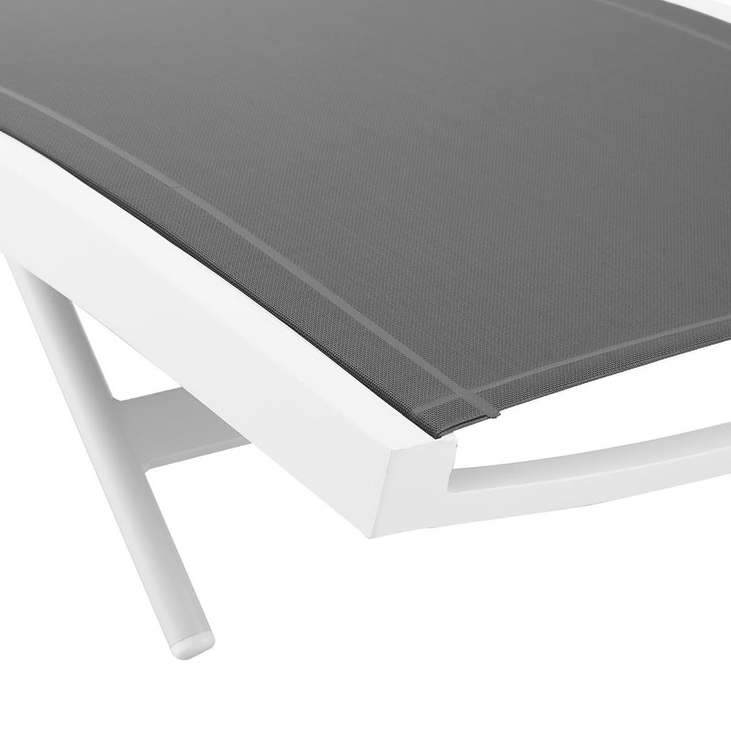 Glimpse Outdoor Patio Mesh Chaise Lounge Chair - White Gray