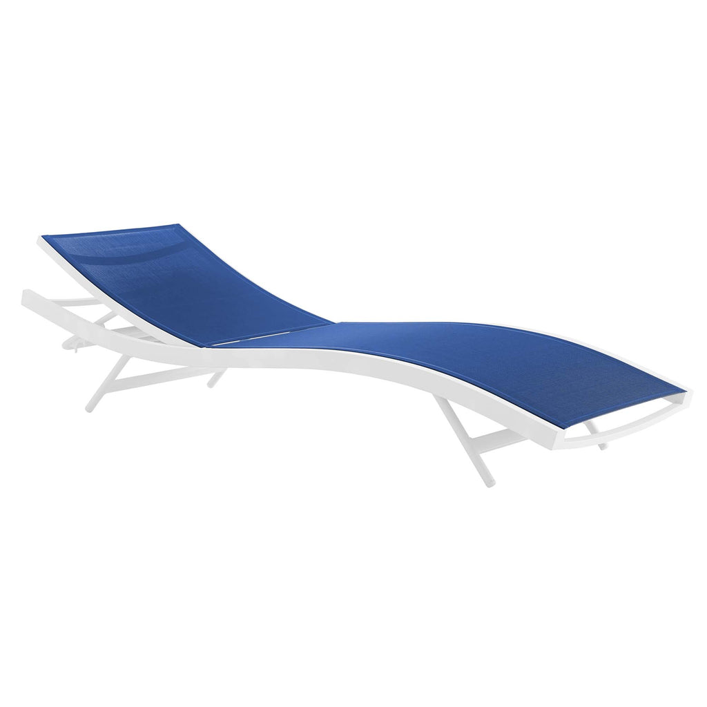 Glimpse Outdoor Patio Mesh Chaise Lounge Chair - White Navy