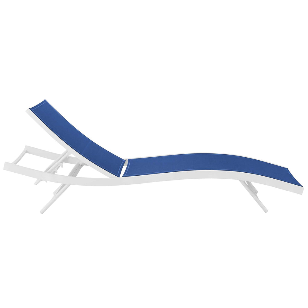 Glimpse Outdoor Patio Mesh Chaise Lounge Chair - White Navy