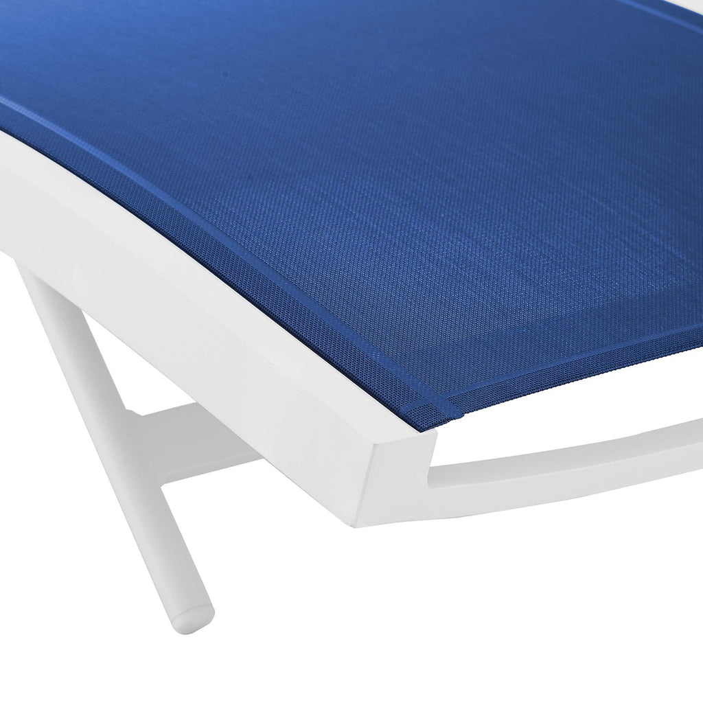 Glimpse Outdoor Patio Mesh Chaise Lounge Chair - White Navy