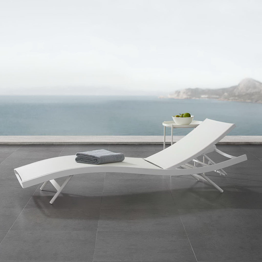 Glimpse Outdoor Patio Mesh Chaise Lounge Chair - White White