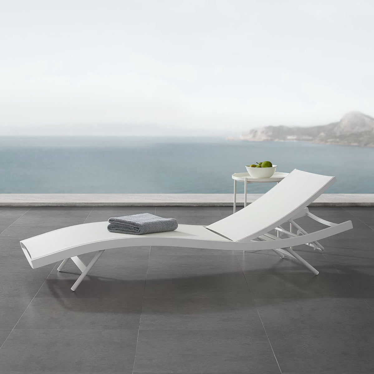 Glimpse Outdoor Patio Mesh Chaise Lounge Chair - White White
